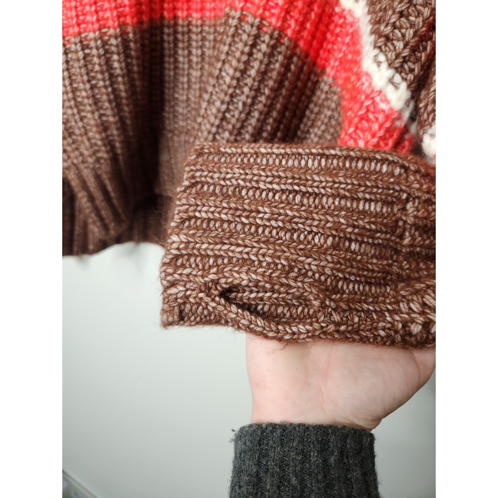 OFFLINE by Aerie Striped Knit Sweater Brown White‎ Oversized Pullover Small - Picture 4 of 8